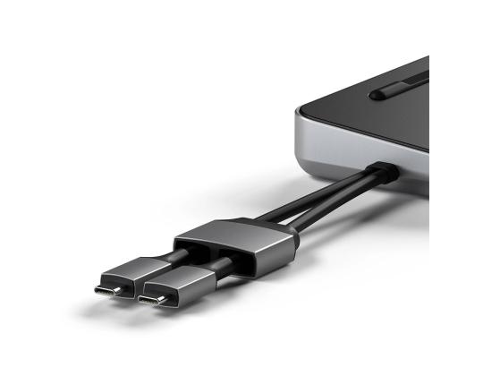 Satechi Dual Dock Stand, USB-C, 75 W, harmaa - Kannettavan tietokoneen telakointi
