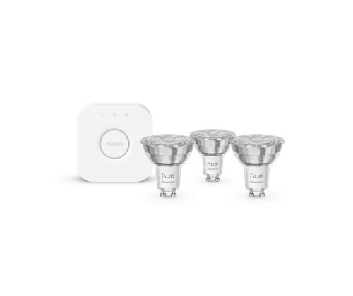 Philips Hue Essential Starter Kit, Spotlight + Hue Bridge, Full Color, GU10, 3 kpl, valkoinen - SmartLight-pakkaus
