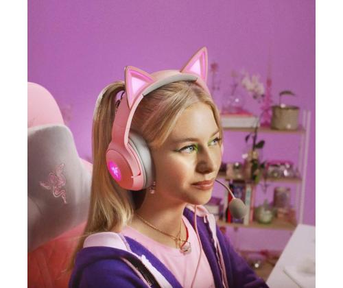 Razer Kraken Kitty V2, vaaleanpunainen - Langalliset kuulokkeet