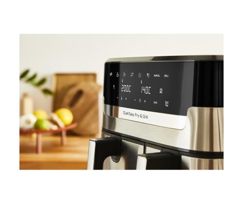 Tefal Dual Easy Fry & Grill Air Fryer, 8,3 L, ruostumatonta terästä - Kuumailmafritti