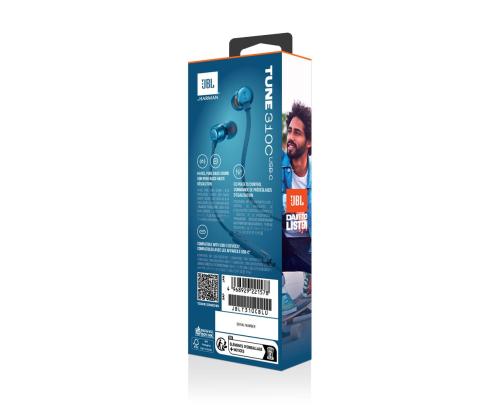 JBL Tune 310C USB-C, in-ear, sininen - Langalliset kuulokkeet