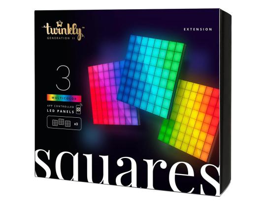 Twinkly Squares, 3 paneelia, IP20, laajennussarja, musta - Älykkäät valopaneelit