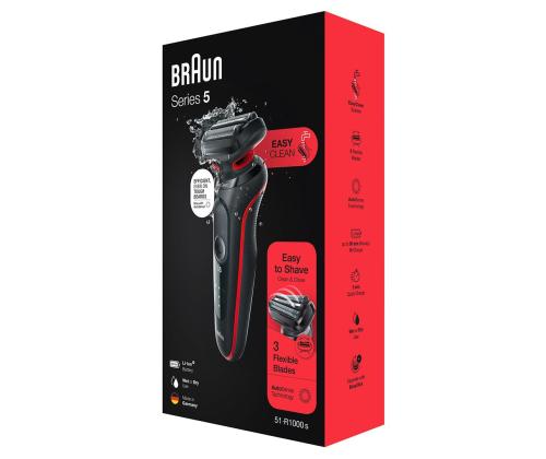 Braun Series 5, Wet & Dry, musta/punainen - Parranajokone
