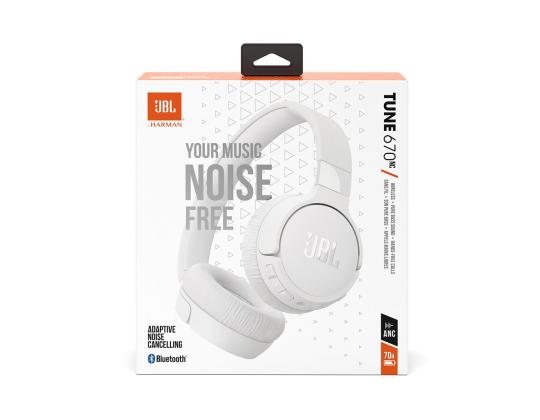 JBL Tune 670NC, mukautuva melunvaimennus, valkoinen - On-ear langattomat kuulokkeet