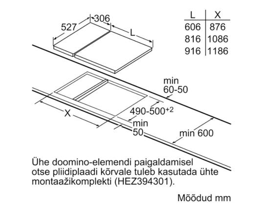 Bosch sarja 6 Domino, leveys 30,6 cm, teräsrunko, musta - Integroitu induktioliesi