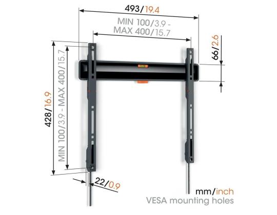 Vogelin TVM 3403 kiinteä, 32´´-77´´, musta - Kiinteä TV-seinäteline