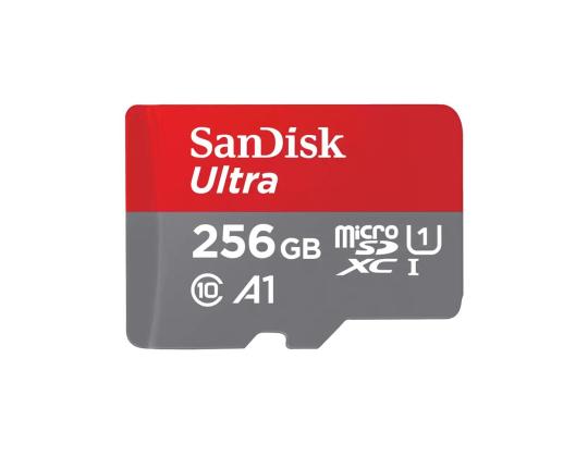 SANDISK Ultra microSDXC, 256 Gt, hall - MicroSD-kortti SD-sovitin