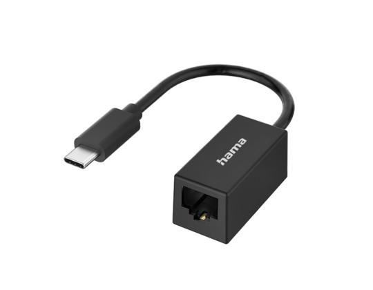 HAMA verkkosovitin, USB-C -> LAN, musta - sovitin