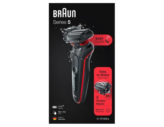 Braun Series 5, Wet & Dry, musta/punainen - Parranajokone