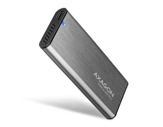 Axagon EEM2-SG2 Raw Box, USB-C, M.2 NVME, mSATA, hopea - SSD-kotelo