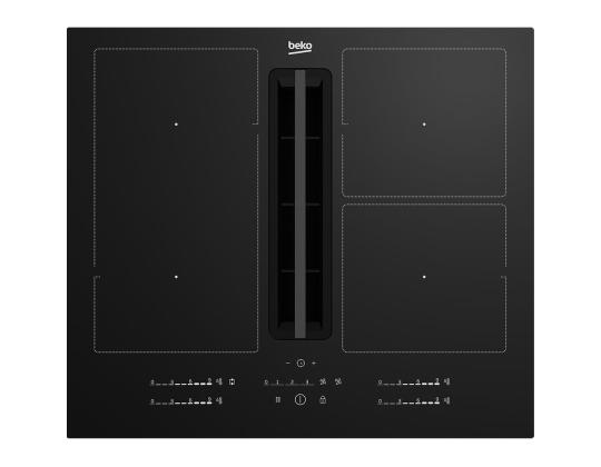 Beko, leveys 60 cm, musta - Integroitu induktioliesi liesituulettimella