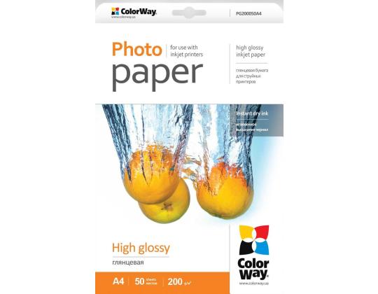 ColorWay kiiltävä valokuvapaperi, 50 arkkia, A4, 200 g/m² - valokuvapaperi