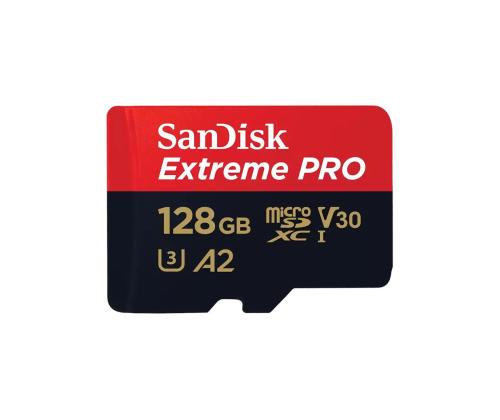 SANDISK Extreme Pro UHS-I, microSD, 128 GB - Muistikortti ja sovitin