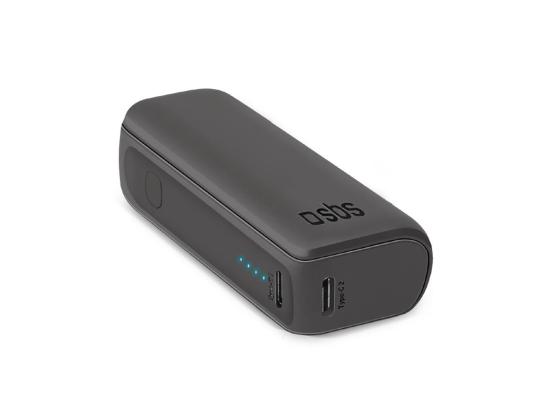 SBS Ultra-Compact, 5000 mAh, USB-A, USB-C, musta - Akkupankki