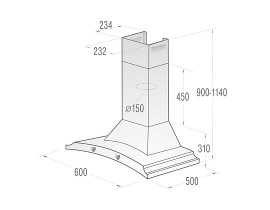 Gorenje, 621 m³/h, leveys 60 cm, musta - Ilmanpuhdistin