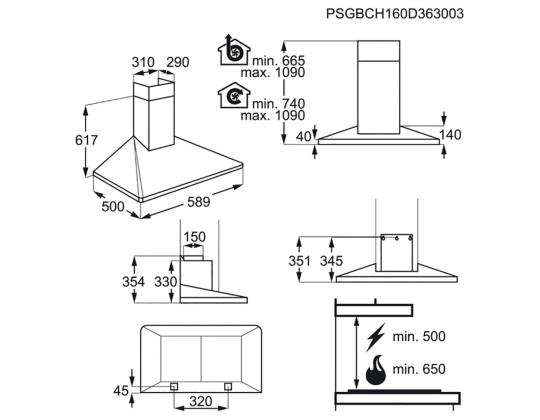 Electrolux, Hob2Hood, 603 m³/h, leveys 59,8 cm, ruostumaton teräs - liesituuletin