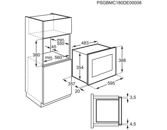 Electrolux, 25 L, 900 W, must - Integreeritav mikrolaineahi grilliga