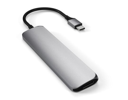 USB-C-jakaja Moniporttinen 4K + SD-lukija Satech