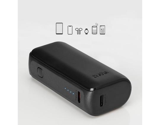 SBS Ultra-Compact, 5000 mAh, USB-A, USB-C, musta - Akkupankki