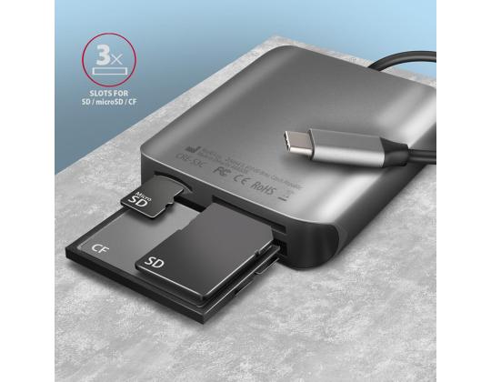 AXAGON CRE-S3C SuperSpeed USB-C UHS-II -lukija, tummanharmaa - Muistikortinlukija