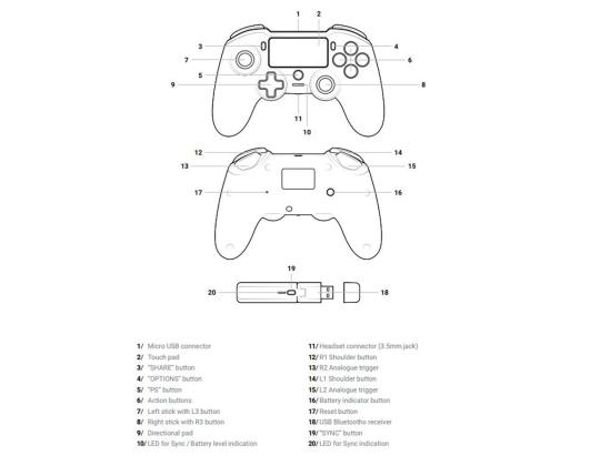 Nacon Asymmetric Wireless Controller, must - PS4 pelipult