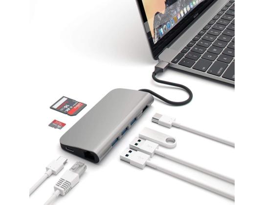 USB-C Splitter Multi-port 4K ja Ethernet Satech