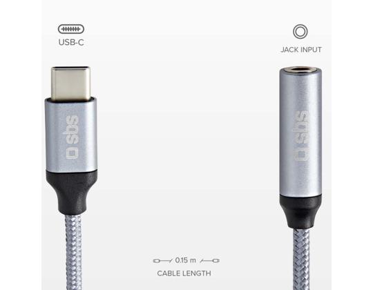SBS, USB-C - 3,5 mm jakki, tummanharmaa - Sovitin