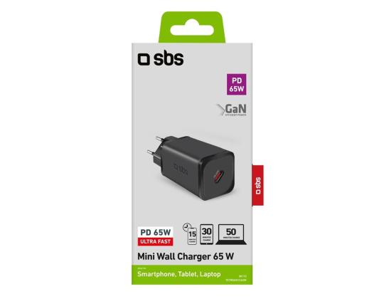 SBS miniseinälaturi, USB-C, 65 W, musta - Virtalähde