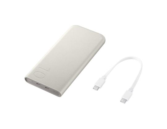 Samsungin akku, 10 000 mAh, 25 W, 2x USB-C, beige - Akkupankki