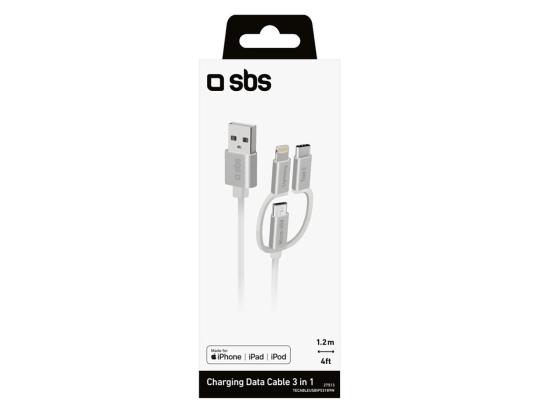 SBS, USB-A - USB-C, Micro USB, Lightning, 1,2 m, aula - Kaabel