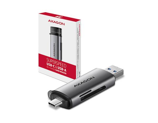 AXAGON CRE-SAC SuperSpeed USB-C / USB-A-kortinlukija, tummanharmaa - Muistikortinlukija