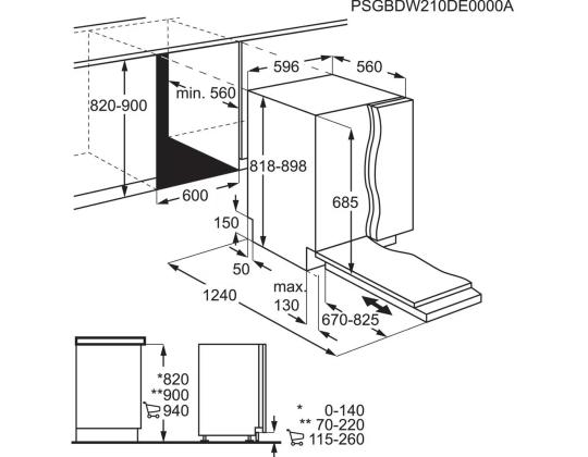 Electrolux 700, 14 astiasetti - Integroitu astianpesukone