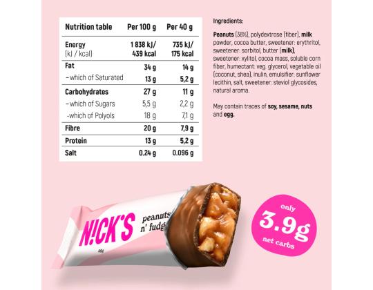 Suklaa NICK´S Peanuts N´ Fudge 40g