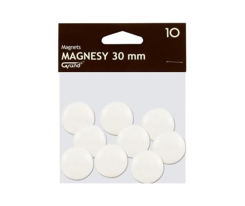 Taulumagneetit 30mm valkoinen 10 kpl pakkauksessa GRAND