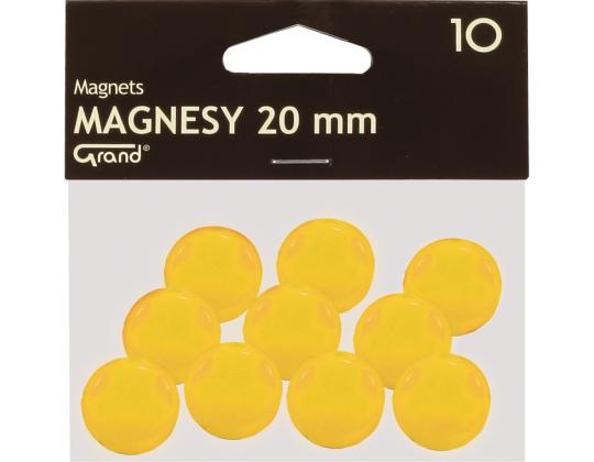 Taulumagneetit 20mm keltainen 10 kpl pakkauksessa GRAND