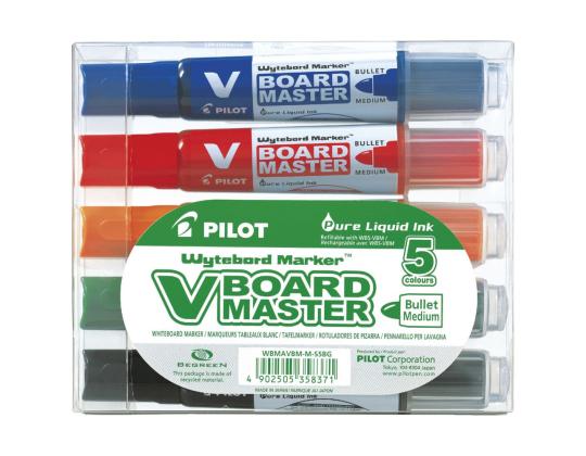 Sarja taulun tusseja PILOT Board Master kartiomaisella kärjellä 5 väriä