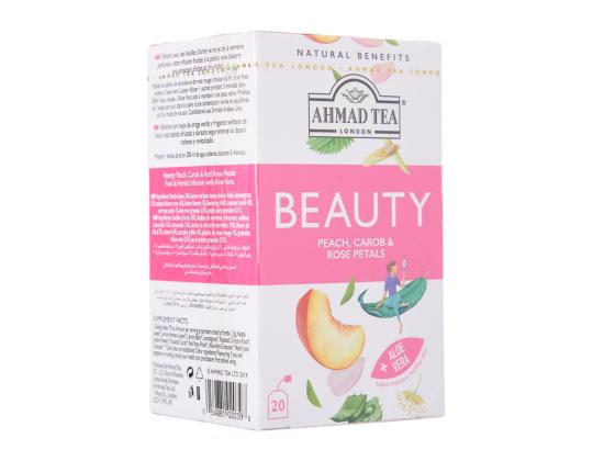 Yrttitee AHMAD Beauty persikka, mäkikuisma ja ruusun terälehtiä 20 kpl kirjekuoressa