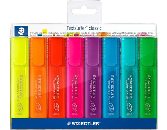 Tekstimerkkisarja STAEDTLER 364 8 kirkasta väriä pakkauksessa