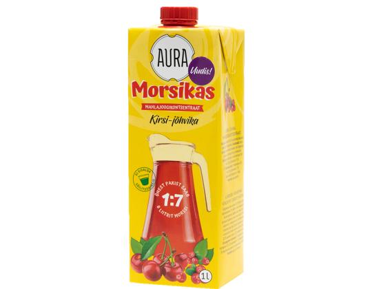 AURA Morsikas kirsikka-karpalomehujuomatiiviste 1l