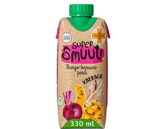 Smoothie mango-banaani-juurikas kauralla AURA Super 0,33L