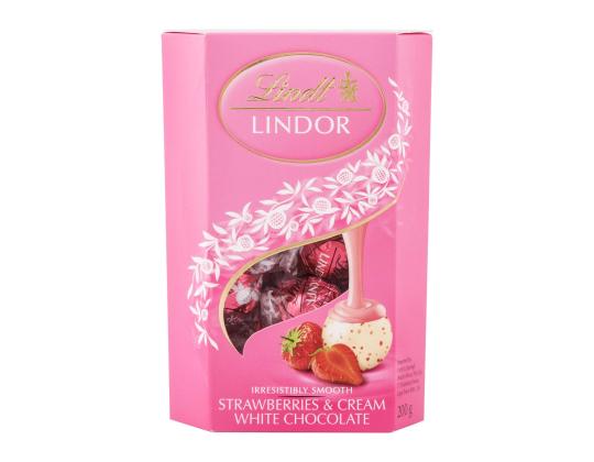 LINDT Lindor valkosuklaapallot mansikoilla 200g