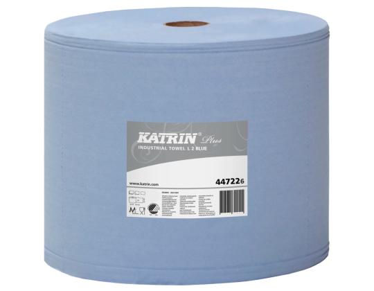 Teollisuuspaperi rullassa, 2-kerroksinen KATRIN Plus L2 sininen 344m 2 rullan pakkauksessa (44722)
