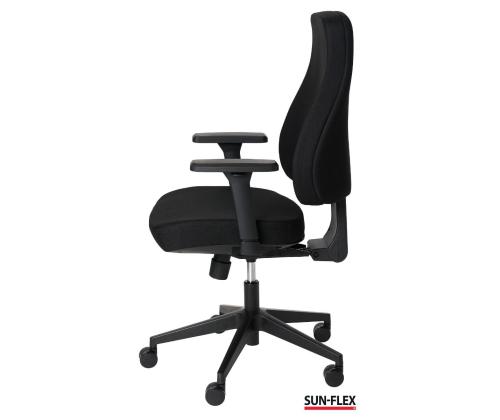 Toimistotuoli SUN-FLEX MB 250405, 4D säädettävät käsinojat/musta kangas+mustat jalkatuet