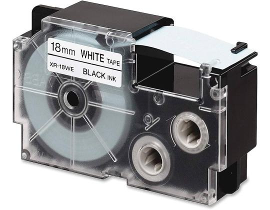 Tulostusnauha CASIO XR-18WE 18mm x 8m musta/valkoinen analoginen