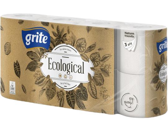 WC-paperi 3-kerroksinen GRITE Ecological 8rl pakkauksessa