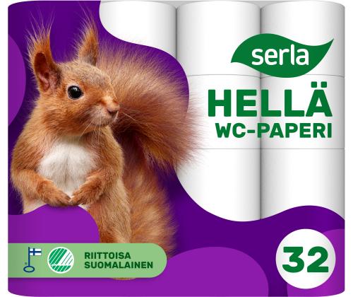 WC-paperia 3-kerroksinen SERLA Orava 32 rullaa valkoinen