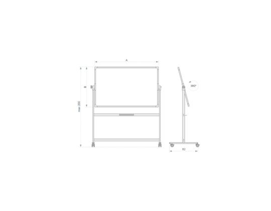Valkotaulu pyörillä 1500x1200mm pyörivä 2x3