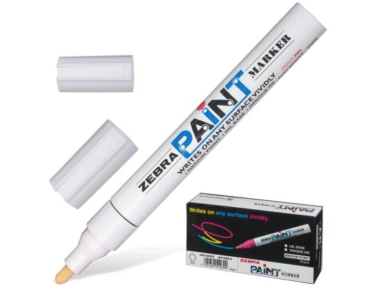 Värimerkki ZEBRA Paint (metalli, lasi, muovi) 3mm valkoinen