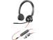 POLY Blackwire 3325 langalliset stereokuulokkeet, 3,5 mm:n liitäntä, USB-C/A-sovitin, musta