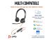 POLY Blackwire 3325 langalliset stereokuulokkeet, 3,5 mm:n liitäntä, USB-C/A-sovitin, musta